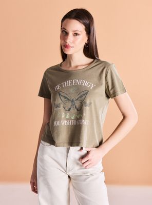 Polera Estampada con Aplicaciones