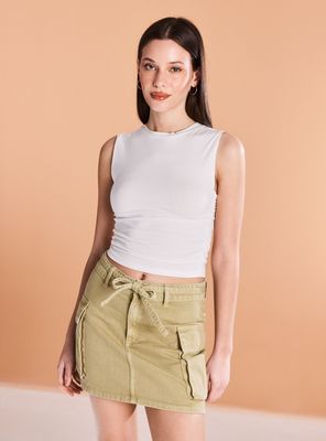 Polera Recogida a los Costados Cuello Redondo Lisa