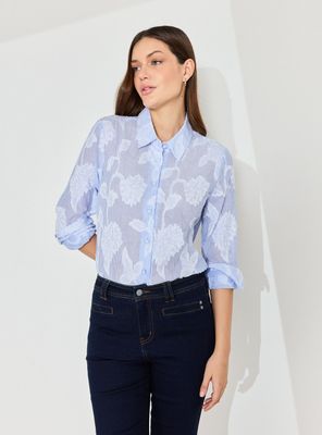 Imagen 1 del producto Blusa Listada con Flores Texturizadas