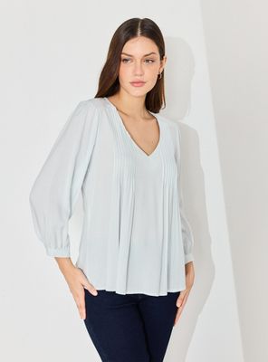 Imagen 1 del producto Blusa Listada con Tablas en Pecho