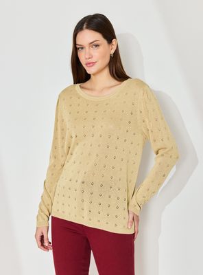 Sweater Liviano con Flores Acanaladas