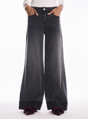 Jeans Wide Leg Basta Roll Up Bolsillos