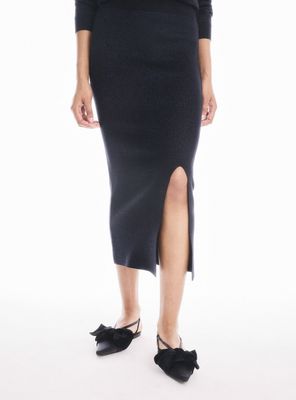 Falda Midi Tejida con Hilo Metalizado