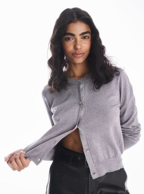 Chaleco Cárdigan Abotonado con Hilo Metalizado