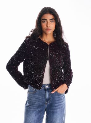 Blazer Recta Bordado Lentejuelas