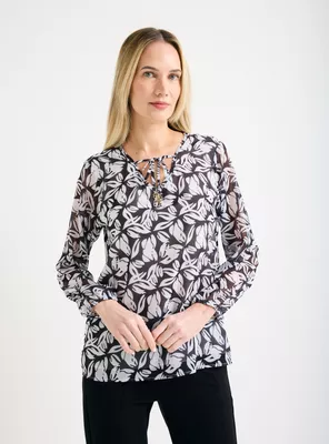 Polera Escote con Accesorio y Manga Globo