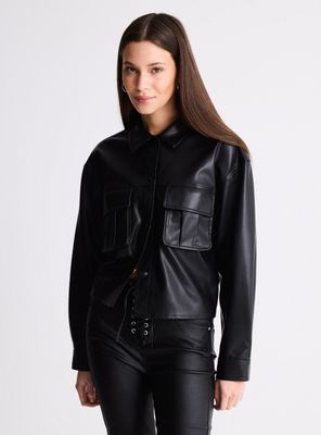 Chaqueta Efecto Piel Lace Up en la Espalda