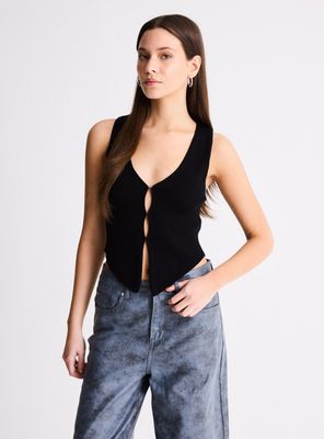 Polera Tejida con Botones Escote Frontal