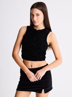 Polera sin Mangas Estampado Flock