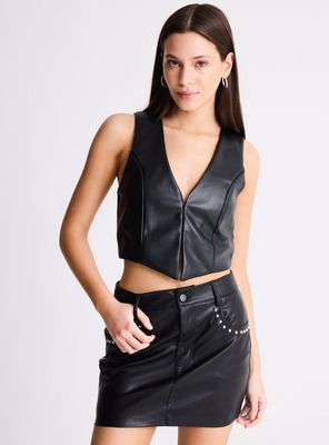 Blusa con Escote en V Efecto Cuero