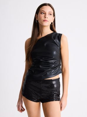 Polera Top Asimétrico Efecto Piel