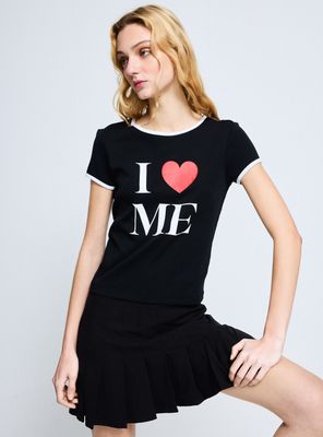 Polera Manga Corta Estampada I Love Me