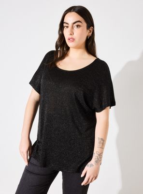 Polera Tejida Metalizada Escote Amplio Curvy