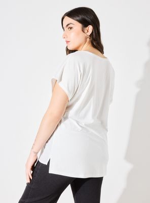 Imagen 2 del producto Polera Mix Telas Aplicación en Escote Curvy