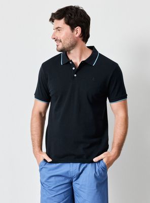 Polera Pique Algodón Detalle Cuello Y Mangas