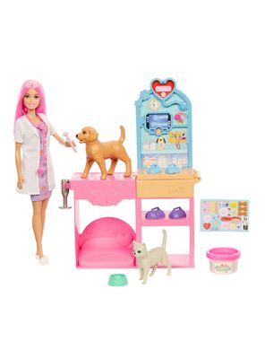 Set Barbie Veterinaria con Mascotas y Accesorios