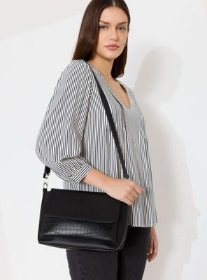 Cartera de Hombro con Detalle Croco