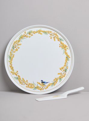 Set Plato de Torta 30 cm +  Paleta Mimosa