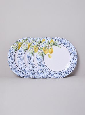 Set de 4 Platos Melamina Limones 28 cm