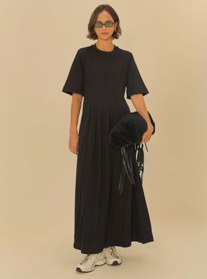 Vestido Manga Corta con Detalles Delanteros