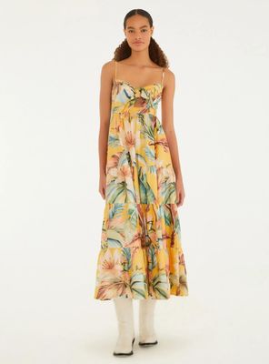 Vestido Midi Tirantes Estampado Floral