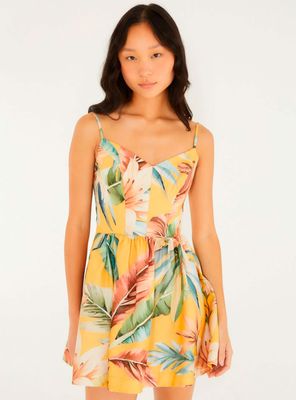 Vestido Corto de Estampado Tropical Color