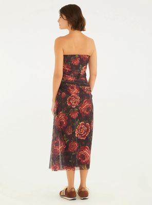 Imagen 2 del producto Vestido Midi Strapless Diseño Rosas