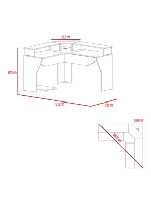 Imagen 2 del producto Escritorio Gamer en L Guma Wengue Rojo