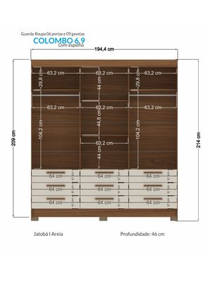Imagen 2 del producto Clóset Colombo 6 Puertas 9 Cajones