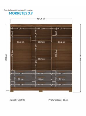 Imagen 2 del producto Clóset Morretes 3 Puertas 9 Cajones