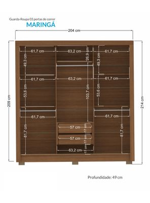 Imagen 2 del producto Clóset Maringasin 3 Puertas 2 Cajones