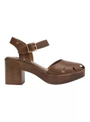 Sandalia de Mujer Cuero Taco Cuadrado