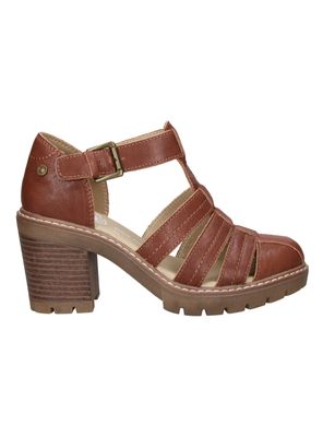 Sandalia Cerrada con Tacap Cuadrado Cuero Mujer