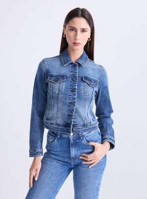 Imagen 1 del producto Chaqueta Trucker con Aplicaciones de Cadenitas