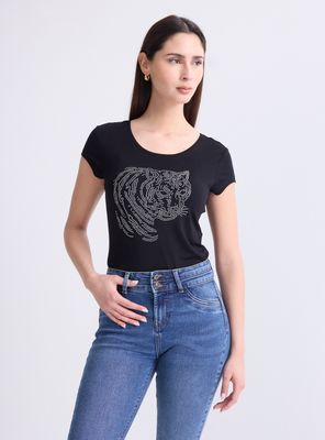 Polera Básica Ajustada Escote Redondo