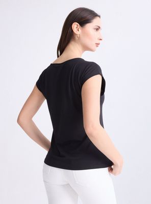 Imagen 2 del producto Polera Holgada Escote V Aplicación en Hombros