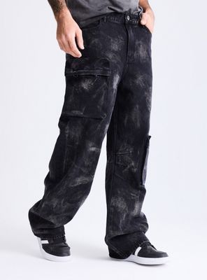 Imagen 1 del producto Jeans Ed Hardy Ancho Manchado Bolsillos Cargo Relaxed Fit