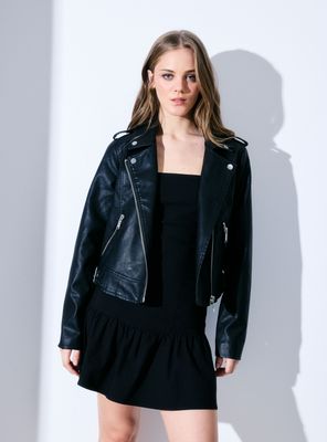 Chaqueta Biker Efecto Cuero