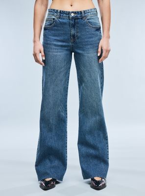 Jeans Wide Leg 5 Bolsillos Tiro Medio