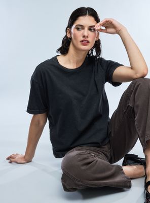 Polera Lavada Broches Laterales