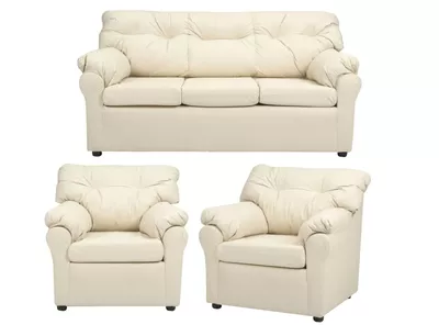 Juego Living PU América Sofá 3 Cuerpos + 2 Sillones