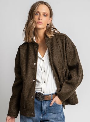 Chaqueta Lara Café Cuello Mao