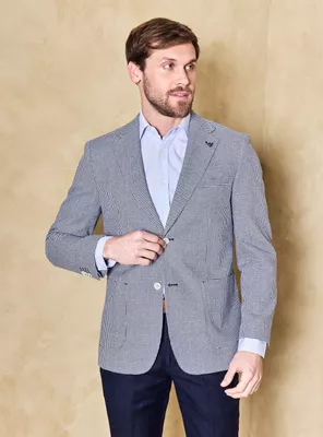 Vestón Recto Slim Fit con Lino Fantasía
