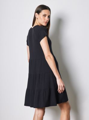 Imagen 2 del producto Vestido Manga Corta Escote V con Faldón Fruncido