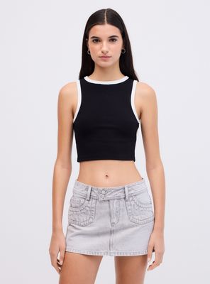 Polera Print y Piping a Contratono