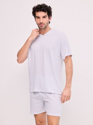 Pijama Corto Cuello En V Algodón