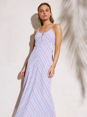 Vestido Pabilo con Abertura Pecho Amarra en Espalda