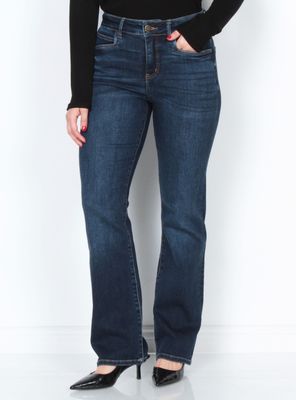 Jeans Recto Tiro Alto con Botón