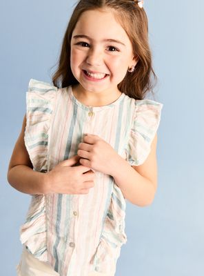 Imagen 2 del producto Blusa Rayas de Lino y Lurex Niña