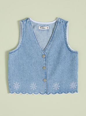 Chaqueta Denim Vest Bordado